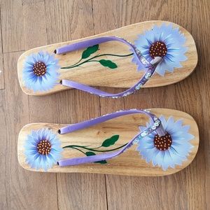 Vintage Hand Painted Flip Flops Sandals